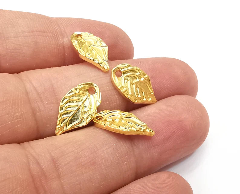 2 Leaf Charms Gold Plated Charms (16x9mm) G33758