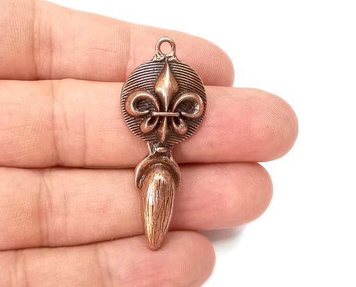 2 Lily Charms, Antique Copper Plated Charms (47x18mm) G33857