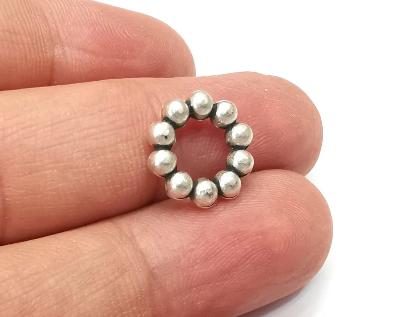 2 Balls Connector Charms, Dangle Charms Antique Silver Plated Findings (14mm) G33770