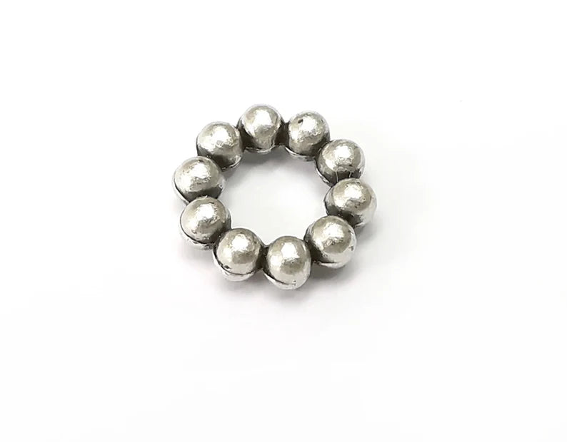 2 Balls Connector Charms, Dangle Charms Antique Silver Plated Findings (14mm) G33770