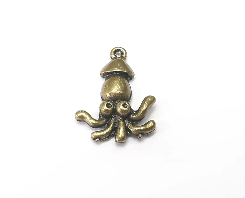 4 Squid Charms Antique Bronze Plated Charms (26x18mm) G33862
