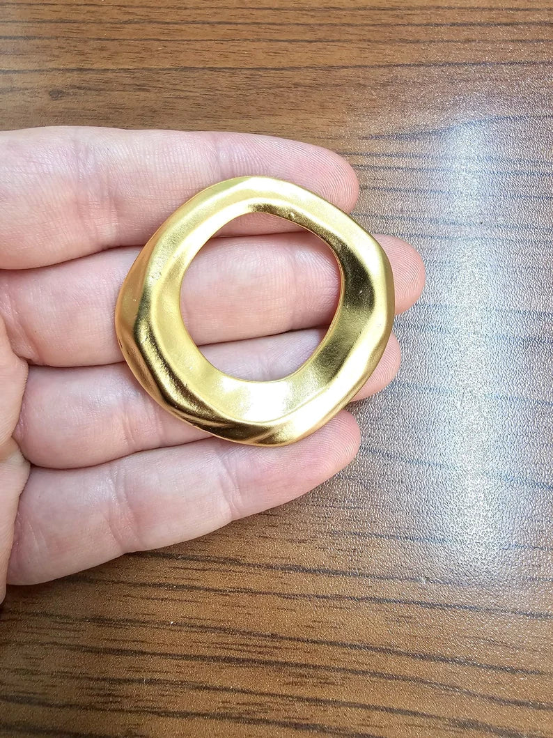 Organic Hammered Gold Circle Gold Plated Findings (48x46mm) G33773