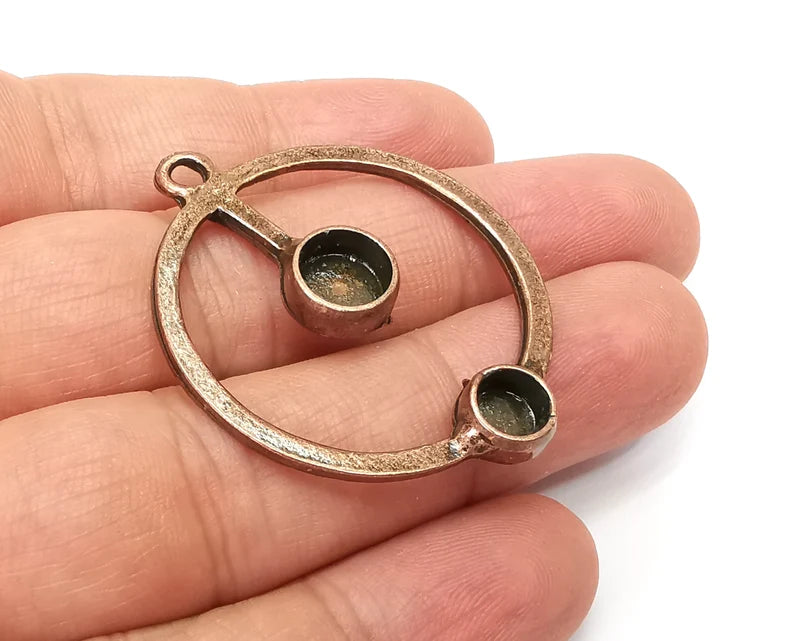 Round Charm Bezel, Resin Blank, inlay Mounting, Mosaic Pendant Frame, Cabochon Base Setting,Antique Copper Plated (8 and 6mm) G33876