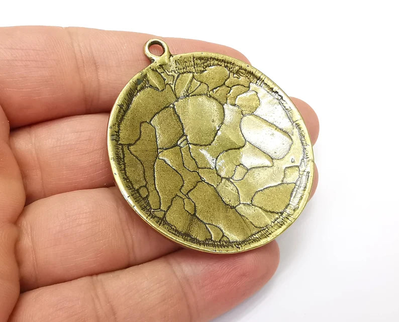 Flower Pendant, Antique Bronze Plated Pendant (56x51mm) G33877