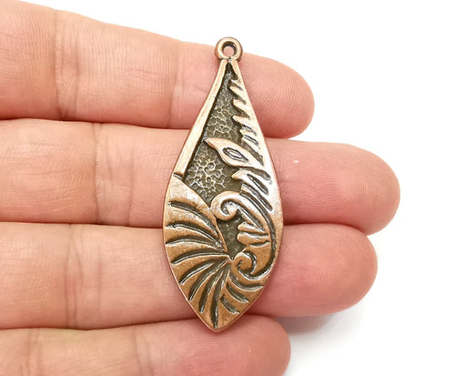 Leaf Drop Charms, Dangle Charms Antique Copper Plated (52x20mm) G33878