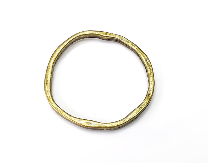 2 Round Circle Jewelry Findings Antique Bronze Plated Organic Shape Pendant (36mm) G33806