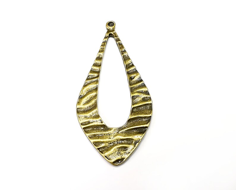 Drop Wavy Charms Antique Bronze Plated Charms (73x32mm) G33807