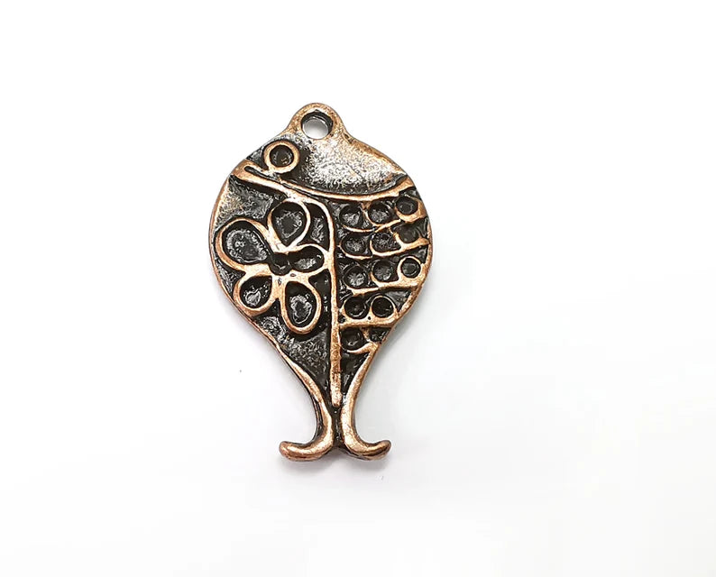 2 Fish (Double Sided) Dangle Charms Antique Copper Plated Charms (35x21mm) G33808