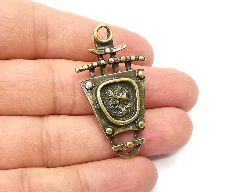Antique Bronze Charms, Antique Bronze Plated Dangle Charms (46x25mm) G33811
