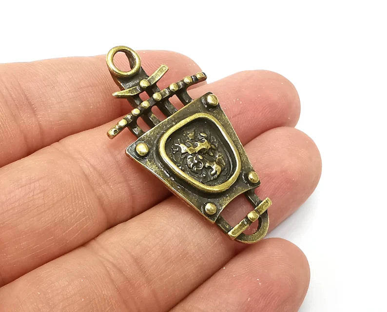 Antique Bronze Charms, Antique Bronze Plated Dangle Charms (46x25mm) G33811