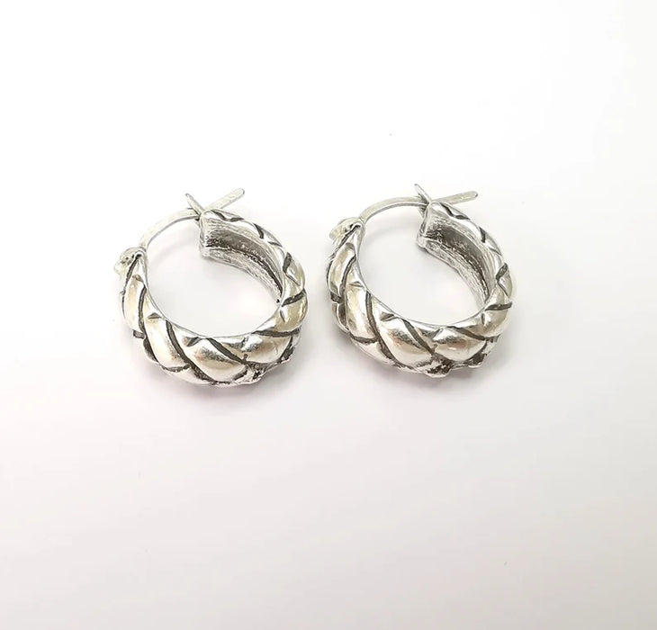 Silver Hoop Earrings, Antique Silver Plated Hoop Earring, Findings (19mm) G33818