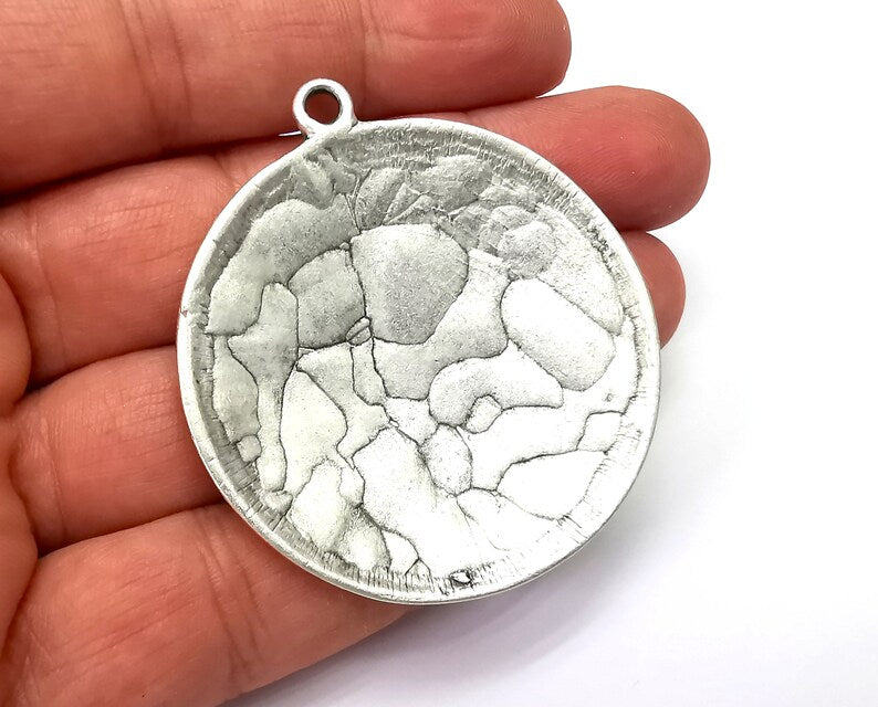 Flower Pendant, Antique Silver Plated Pendant (56x51mm) G33824