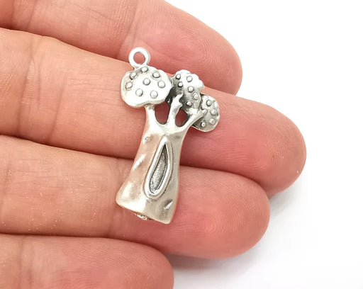 2 Tree Charms Antique Silver Plated Charms (31x19mm) G33830