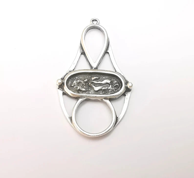 Antique Silver Charms Pendant Antique Silver Plated Charms (51x29mm) G33836
