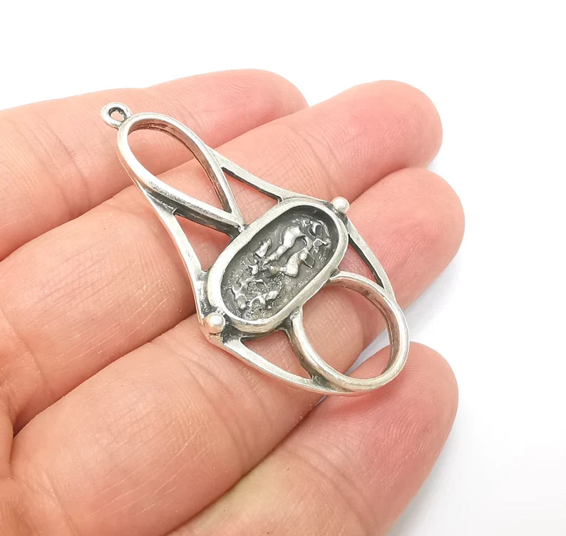 Antique Silver Charms Pendant Antique Silver Plated Charms (51x29mm) G33836
