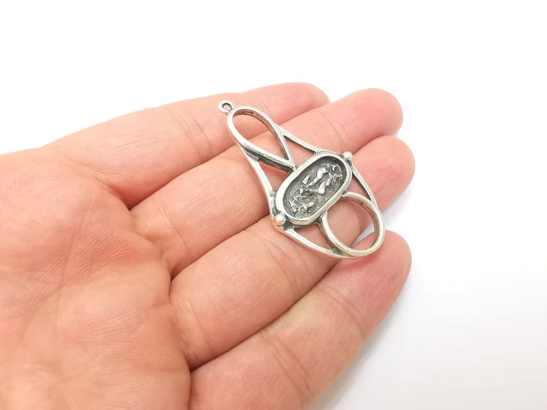 Antique Silver Charms Pendant Antique Silver Plated Charms (51x29mm) G33836
