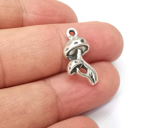 5 Mushrooms Charms Antique Silver Plated Charms (21x12mm) G33845