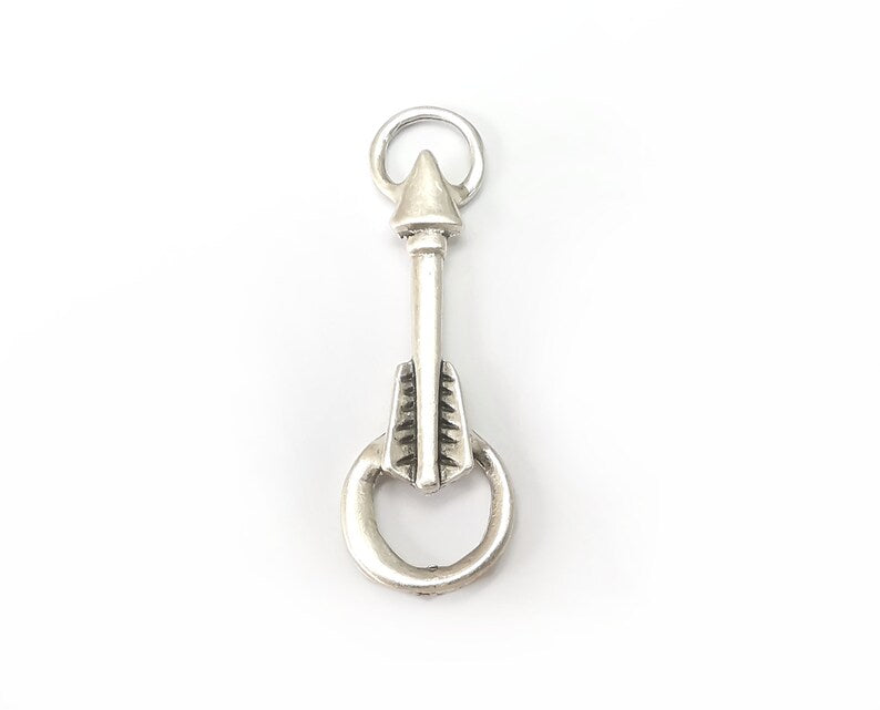 2 Arrow Charms, Dangle Charms Antique Silver Plated (47x15mm) G33848