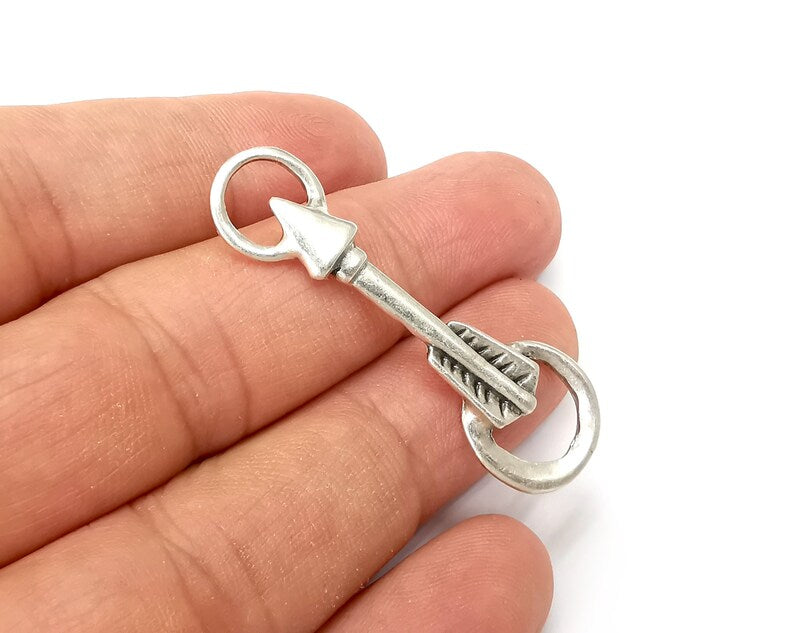 2 Arrow Charms, Dangle Charms Antique Silver Plated (47x15mm) G33848