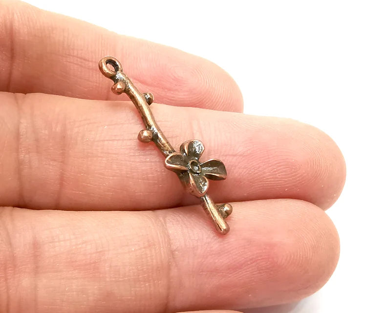 5 Branch , Flower Charms Antique Copper Plated Charms (35x10mm) G33914