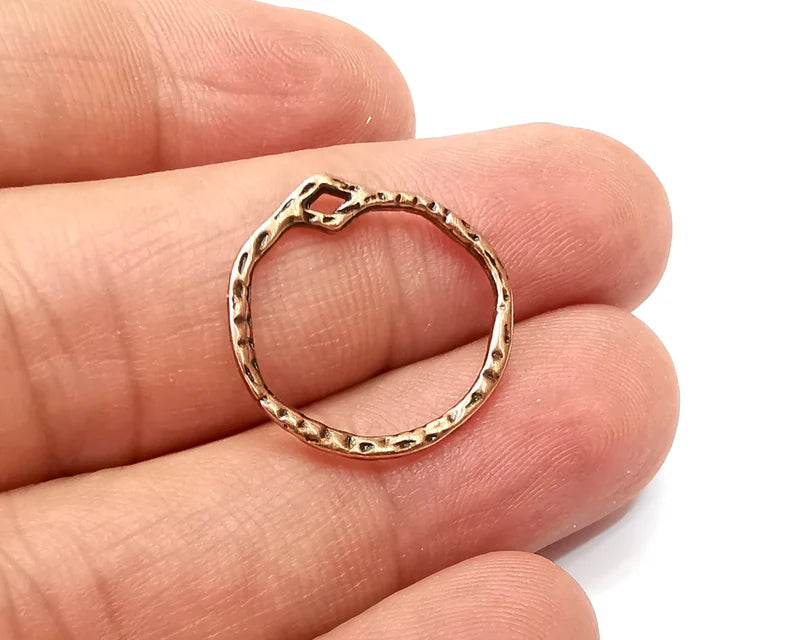 10 Circle, Hammered Charms Antique Copper Plated Charms (22mm) G33915