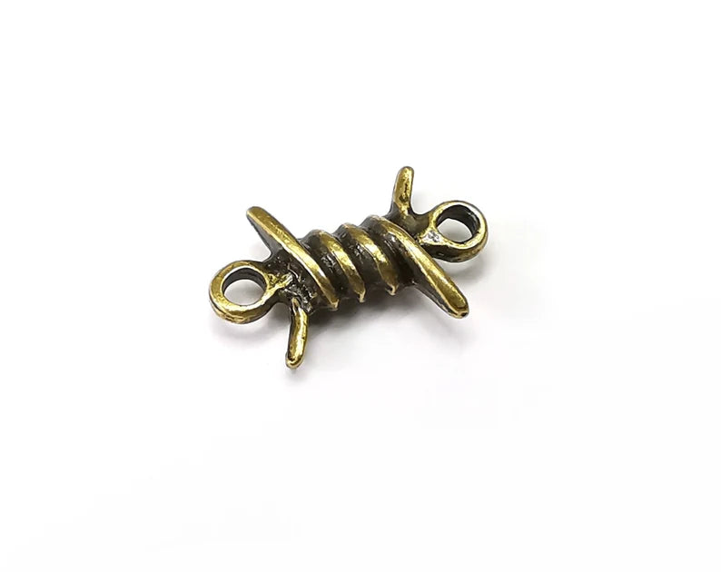 5 Barbed wire Charms Connector, Antique Bronze Plated Earring Charms, Bracelet Charms (19x12mm) G33863