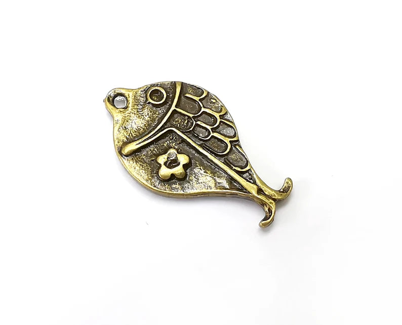 Fish (Double Sided) Dangle Charms Antique Bronze Plated Charms (35x21mm) G33926