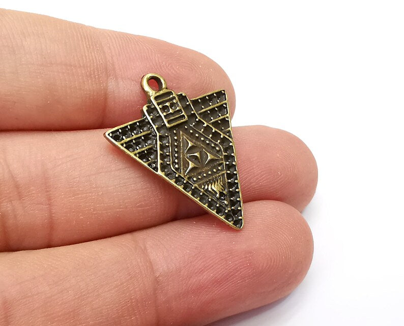 2 Triangle Dangle Charms Antique Bronze Plated Charms (28x24mm) G33931