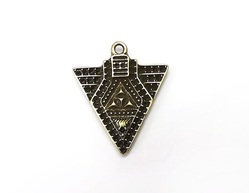 2 Triangle Dangle Charms Antique Bronze Plated Charms (28x24mm) G33931