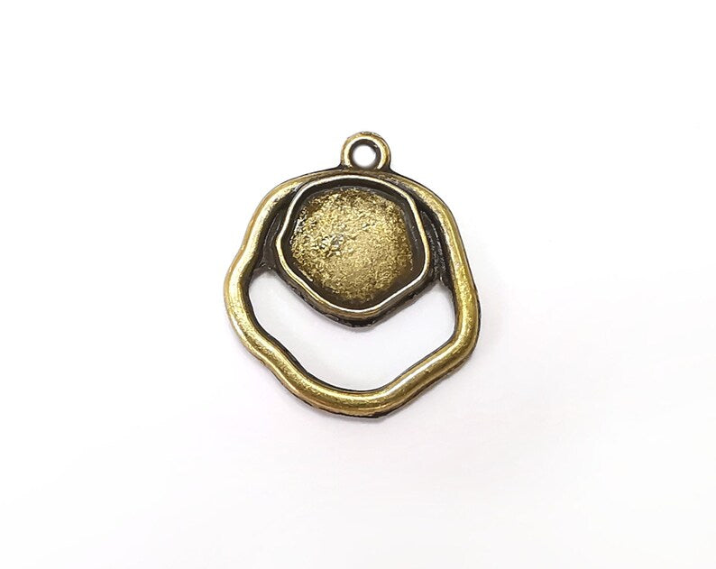 Antique Bronze Charms Blank Resin Bezel Mounting Cabochon Base Setting Antique Bronze Plated Charms (10mm Blank) G33932