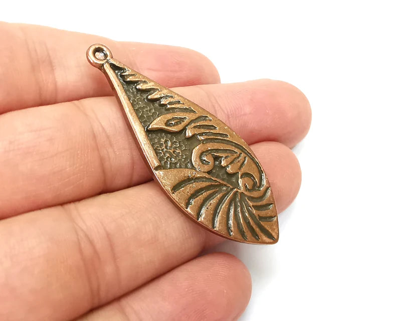 Leaf Drop Charms, Dangle Charms Antique Copper Plated (52x20mm) G33878