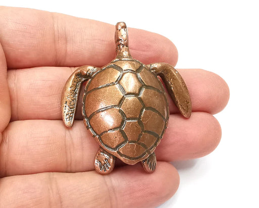 Sea Turtle Pendant, Antique Copper Plated Pendant (51x45mm) G33884