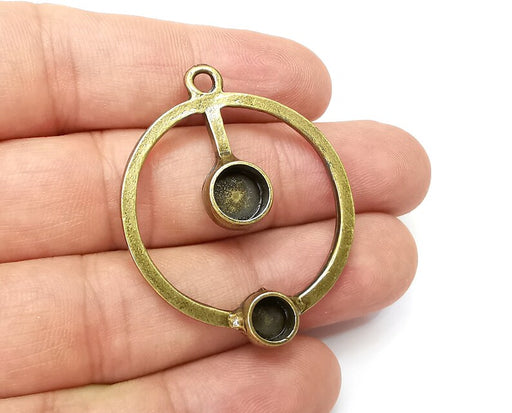 Round Charm Bezel, Resin Blank, inlay Mounting, Mosaic Pendant Frame, Cabochon Base Setting,Antique Bronze Plated (8 and 6mm) G33949