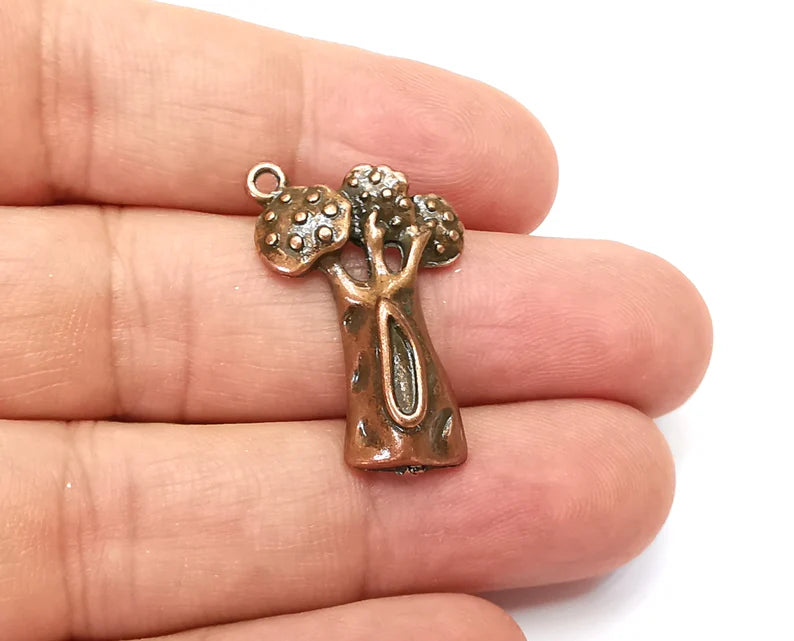 2 Tree Charms Antique Copper Plated Charms (31x19mm) G33897