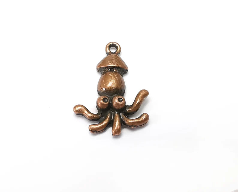 4 Squid Charms Antique Copper Plated Charms (26x18mm) G33899