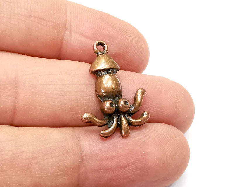 4 Squid Charms Antique Copper Plated Charms (26x18mm) G33899