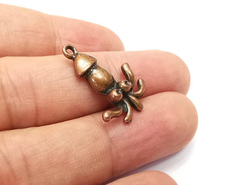 4 Squid Charms Antique Copper Plated Charms (26x18mm) G33899