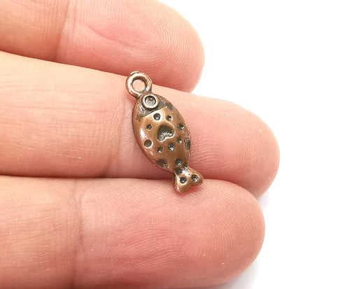 5 Fish, Heart Charms Antique Copper Plated Charms (19x8mm) G33900