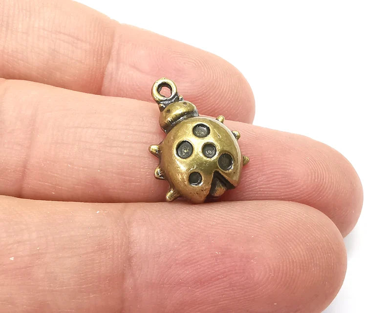 5 Lady Bird Bug Charms Antique Bronze Plated Charms (19x14mm) G33902