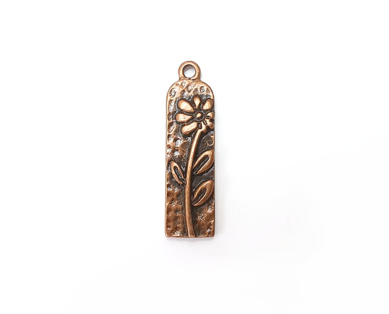 2 Flower Charms, Daisy Charms, Antique Copper Plated (32x9mm) G33963