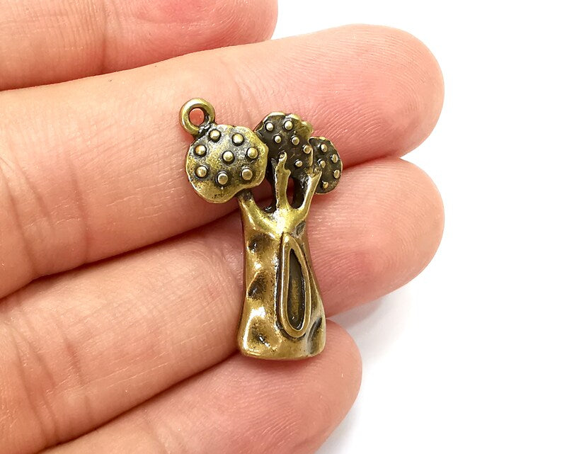 2 Tree Charms Antique Bronze Plated Charms (31x19mm) G33907
