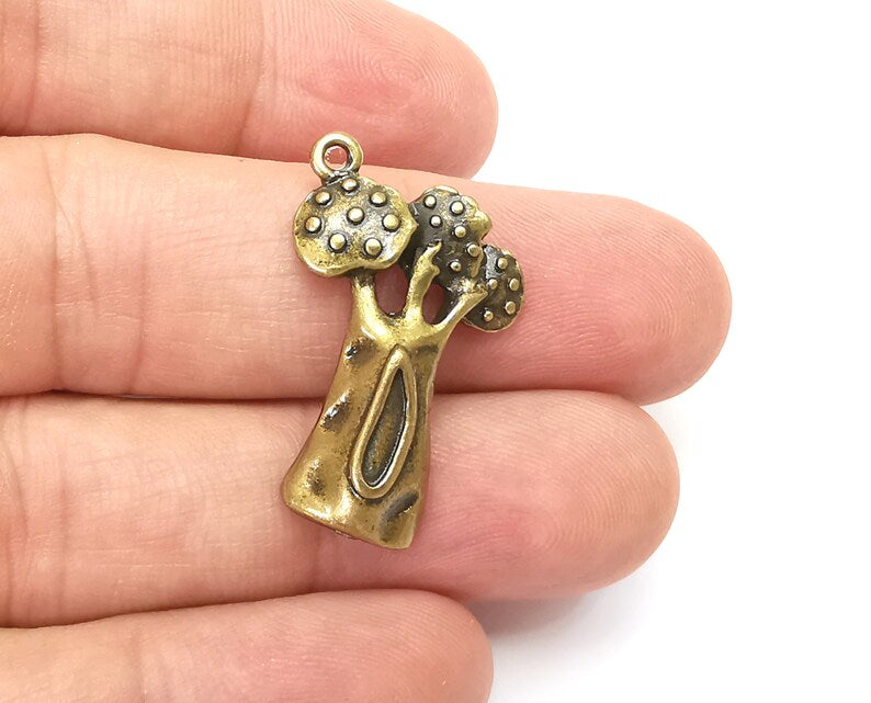 2 Tree Charms Antique Bronze Plated Charms (31x19mm) G33907