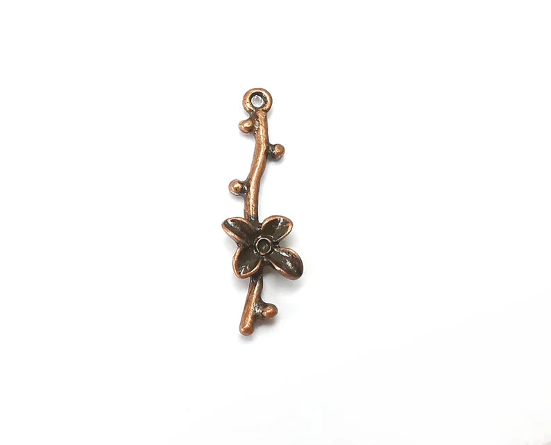 5 Branch , Flower Charms Antique Copper Plated Charms (35x10mm) G33914