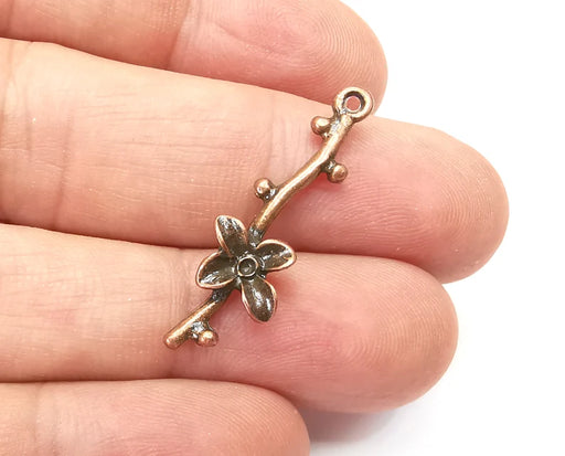 5 Branch , Flower Charms Antique Copper Plated Charms (35x10mm) G33914