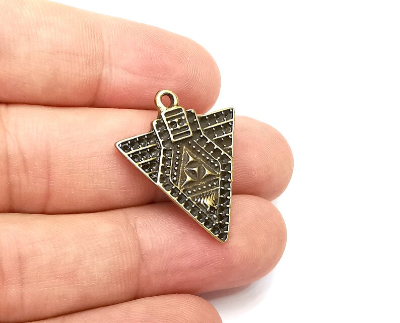 2 Triangle Dangle Charms Antique Bronze Plated Charms (28x24mm) G33931