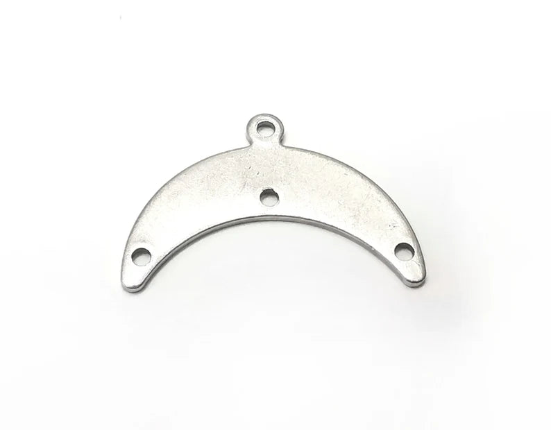 10 Crescent Moon Charms Connector, Antique Silver Plated Brass, DIY charms (25x17mm) G33983