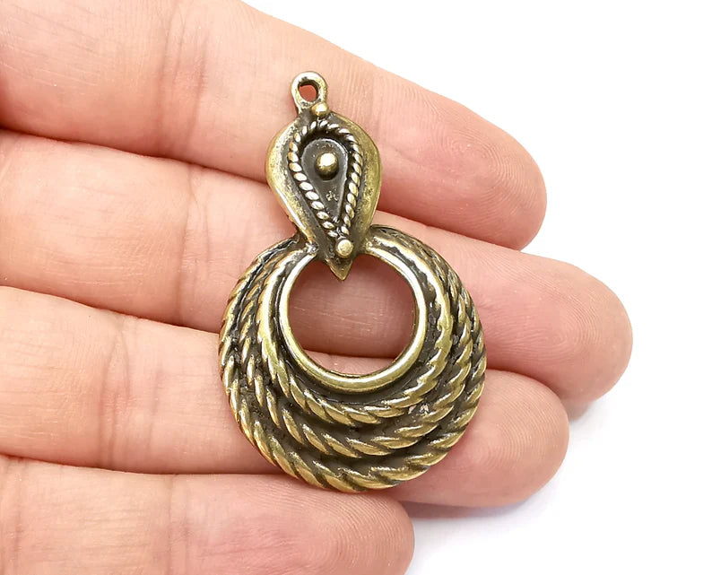 Twisted Charms, Dangle Charms Antique Bronze Plated (47x30mm) G33936