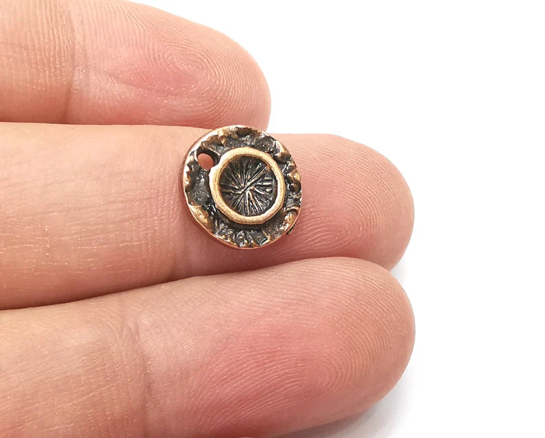 5 Round Pendant Blanks, Resin Bezel Bases, Mosaic Mountings, Polymer Clay base, Antique Copper Plated (6mm) G33938