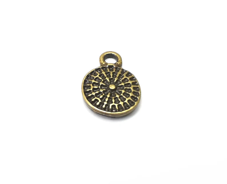 5 Small Round Charms Antique Bronze Plated Charms (14x10mm) G33942