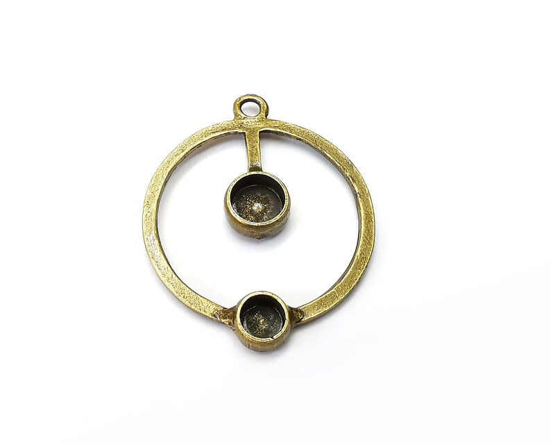 Round Charm Bezel, Resin Blank, inlay Mounting, Mosaic Pendant Frame, Cabochon Base Setting,Antique Bronze Plated (8 and 6mm) G33949